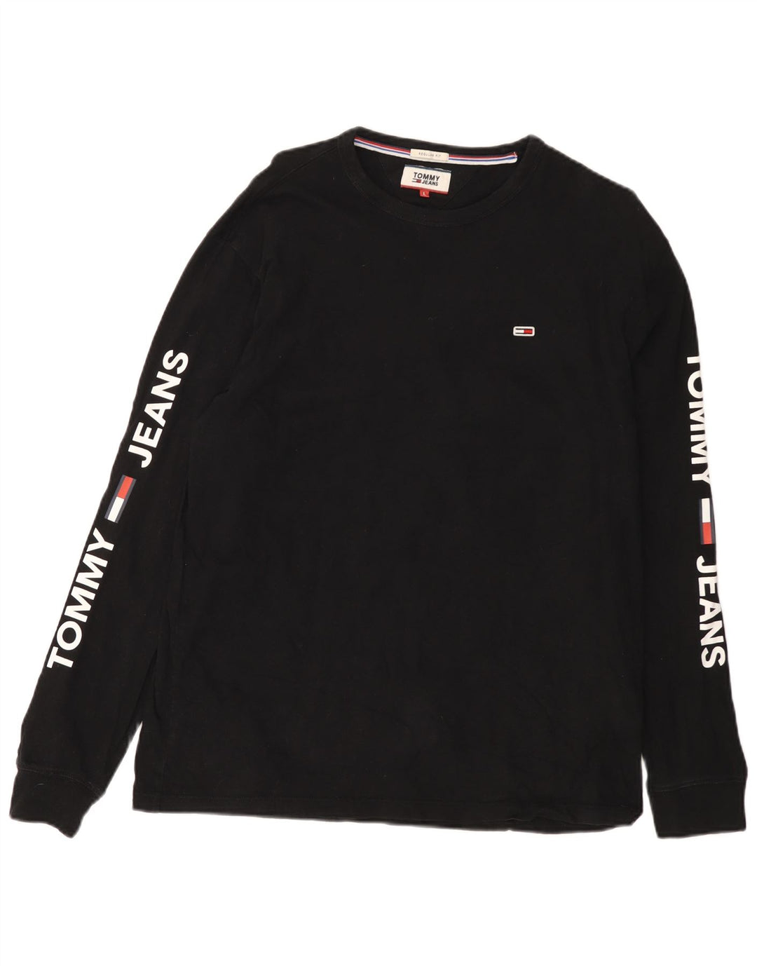 Top gráfico masculino Tommy Hilfiger manga comprida grande algodão preto