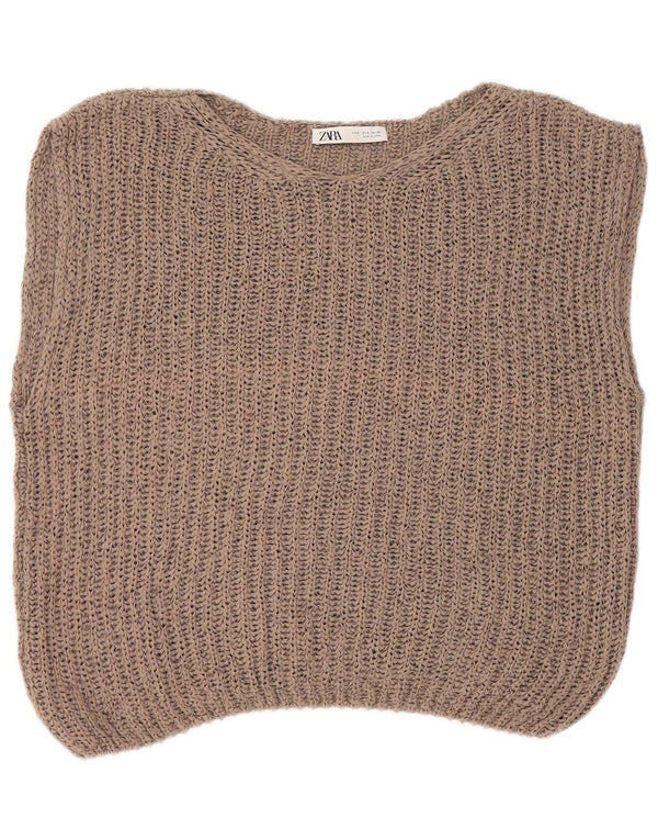 Zara Womens Oversized Vest Tank Top Reino Unido 10 Pequeno Bege