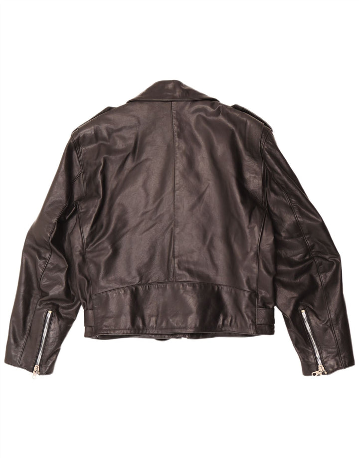 Jaqueta de couro masculina vintage para motociclista IT 52 XL couro preto