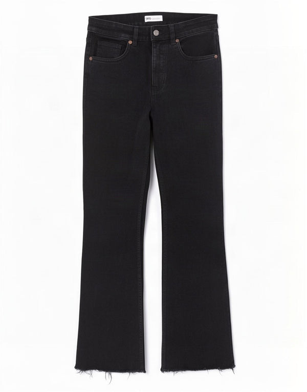 Calça jeans reta feminina Zara EU 40 médio W30 L26 preto