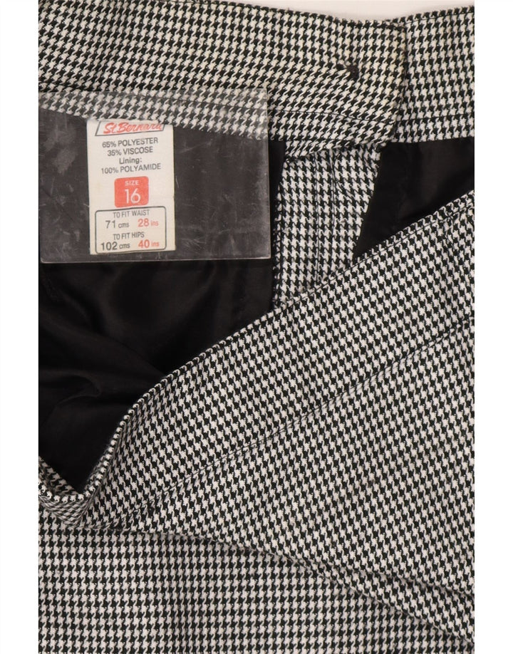 ST. BERNARD saia midi reta feminina Reino Unido 16 grande W30 preto houndstooth