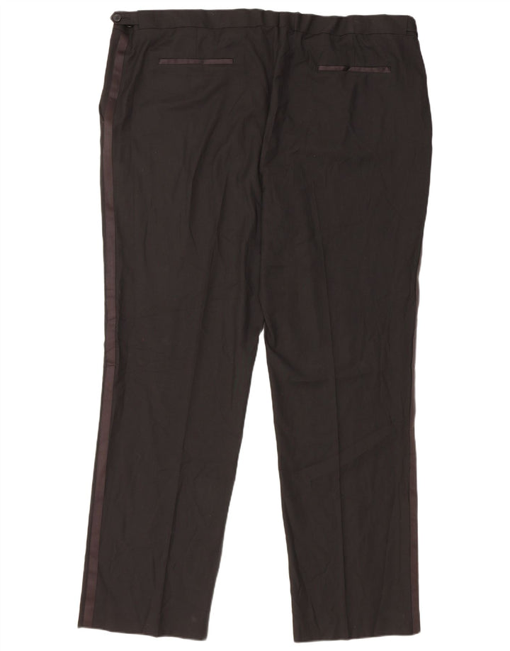 Calça masculina de ajuste regular Marks & Spencer W46 L33 poliéster preto