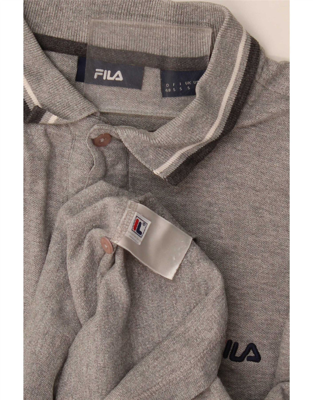 Camisa Polo Masculina Fila Pequena Listrada Cinza