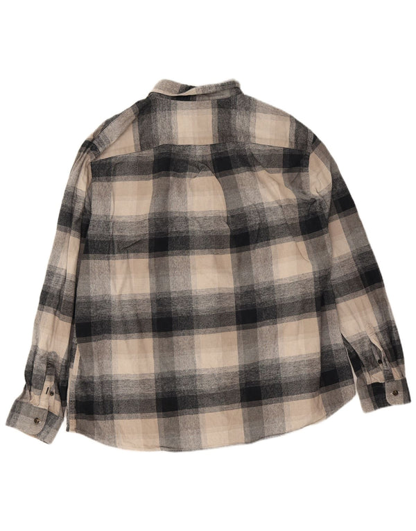 Camisa masculina de flanela de ajuste regular Marks & Spencer 2XL algodão xadrez bege