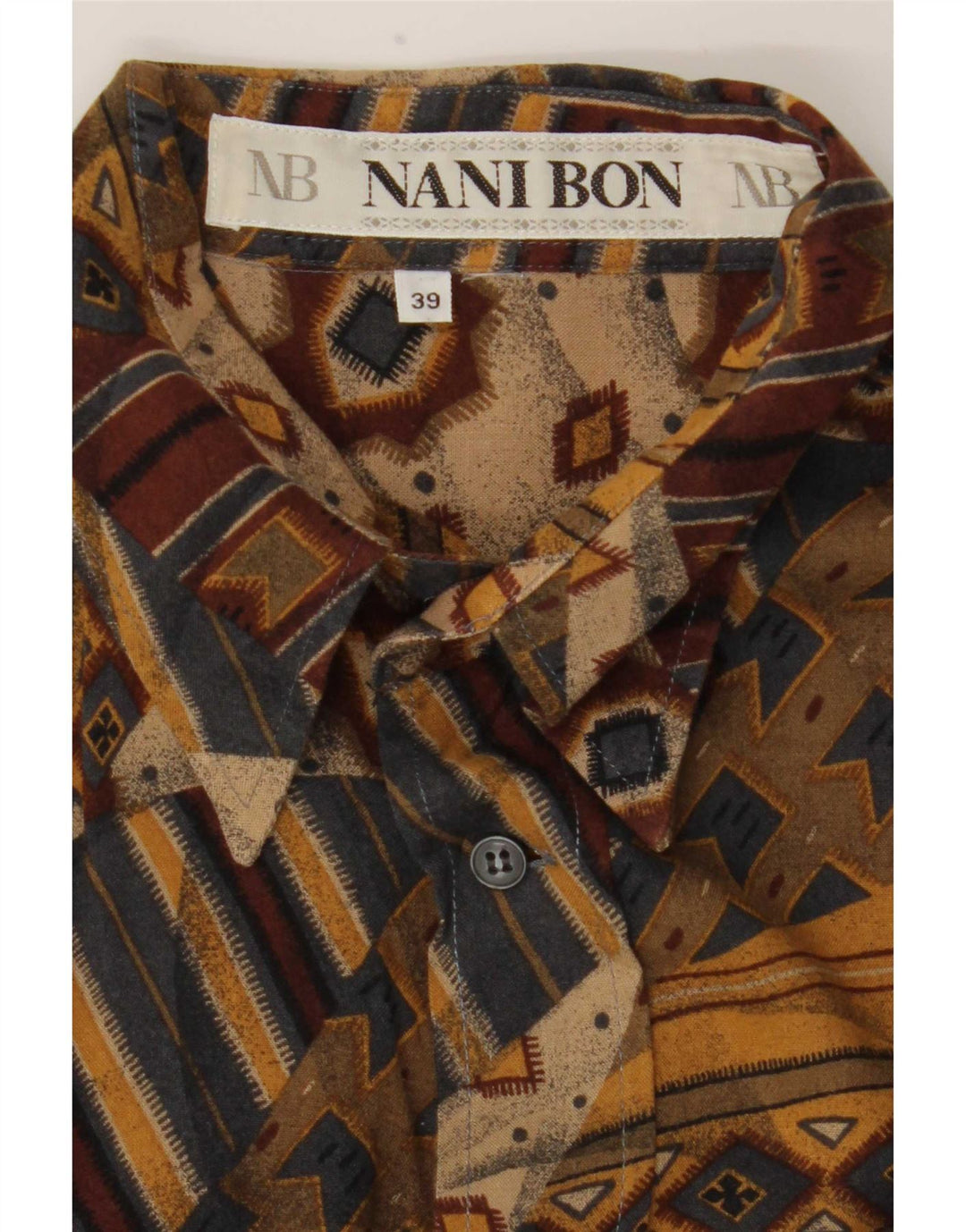 Camisa masculina de manga curta NANI BON tamanho 39 médio multicolorido geométrico