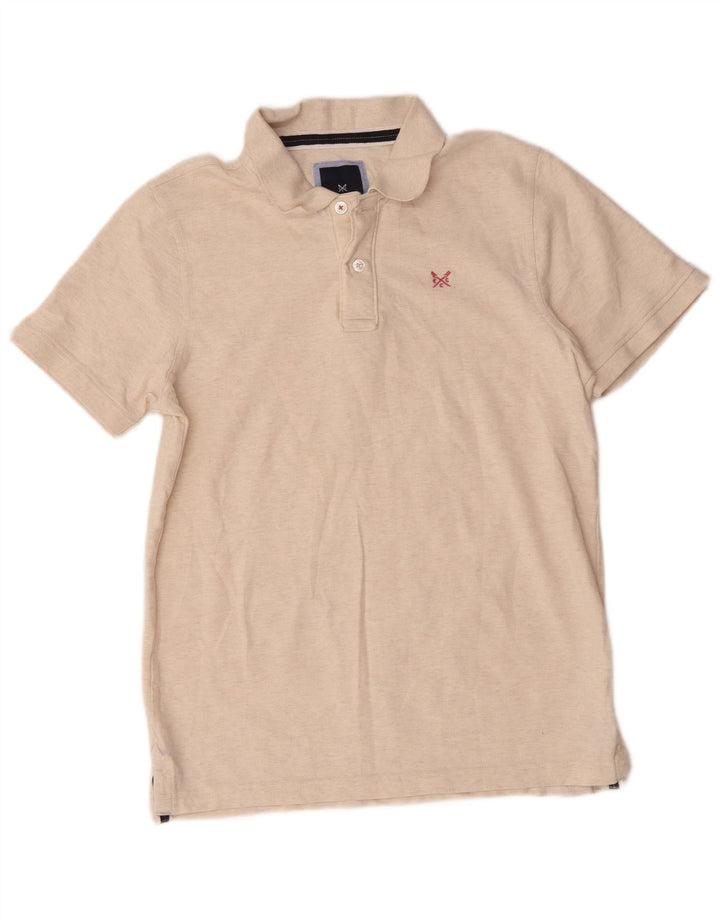 Camisa polo masculina Crew Clothing algodão manchado bege médio