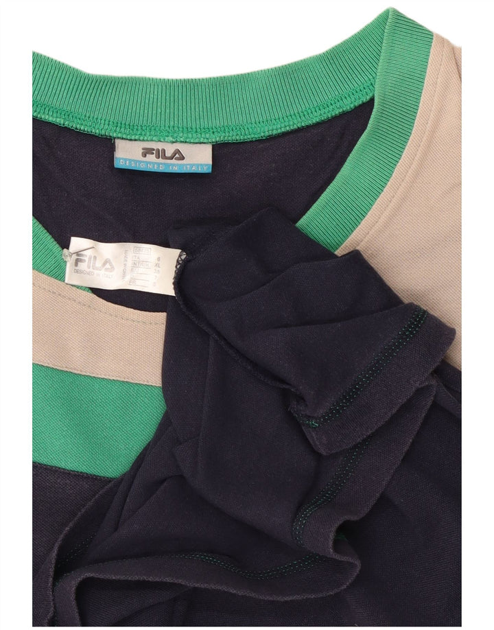 Fila Mens Top Manga Longa XL Azul Marinho Colourblock Algodão