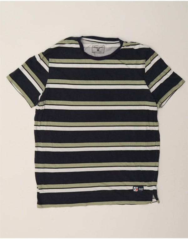 Camiseta masculina Jack & Jones Top XL algodão listrado azul marinho