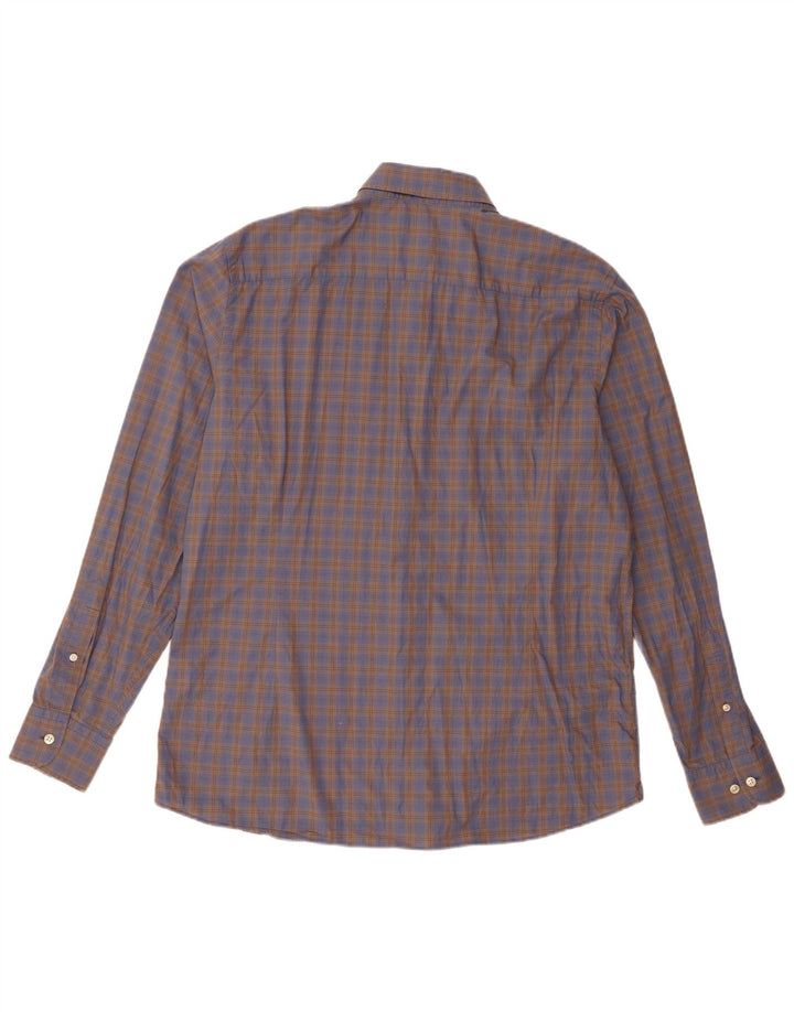 Camisa masculina Hackett Slim Fit XL de algodão xadrez marrom