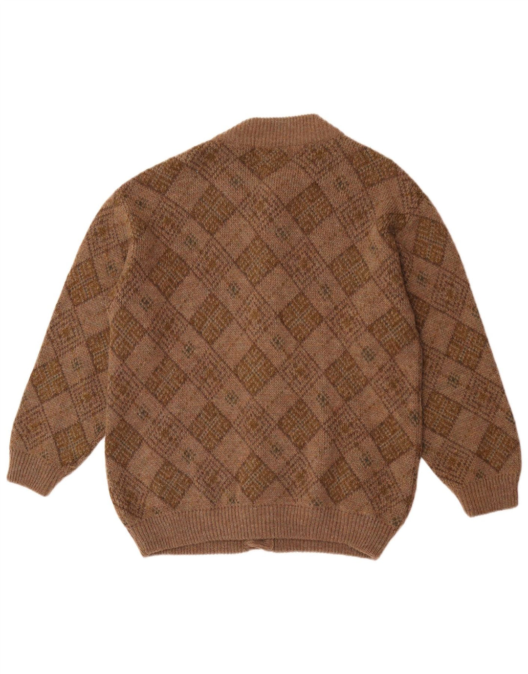 Angelo Greco Masculino By Simona Cardigan Suéter Grande Marrom Argyle/Diamante