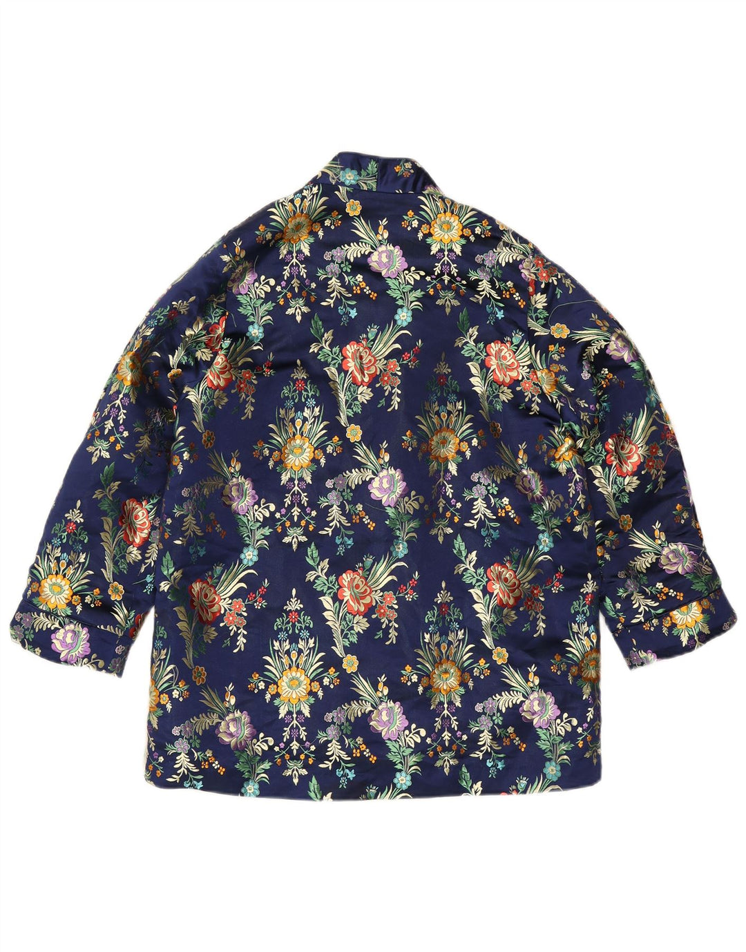 Jaqueta blazer feminina manga com 3 botões, poliéster floral azul grande Reino Unido 16