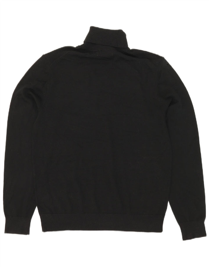 Suéter masculino Marks & Spencer com gola redonda, lã merino preta média