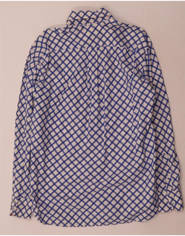 Camisa masculina Tommy Hilfiger pequena azul geométrica algodão