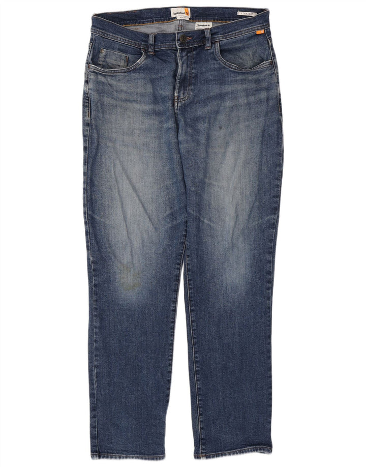 Calça jeans reta masculina Timberland W34 L32 azul algodão