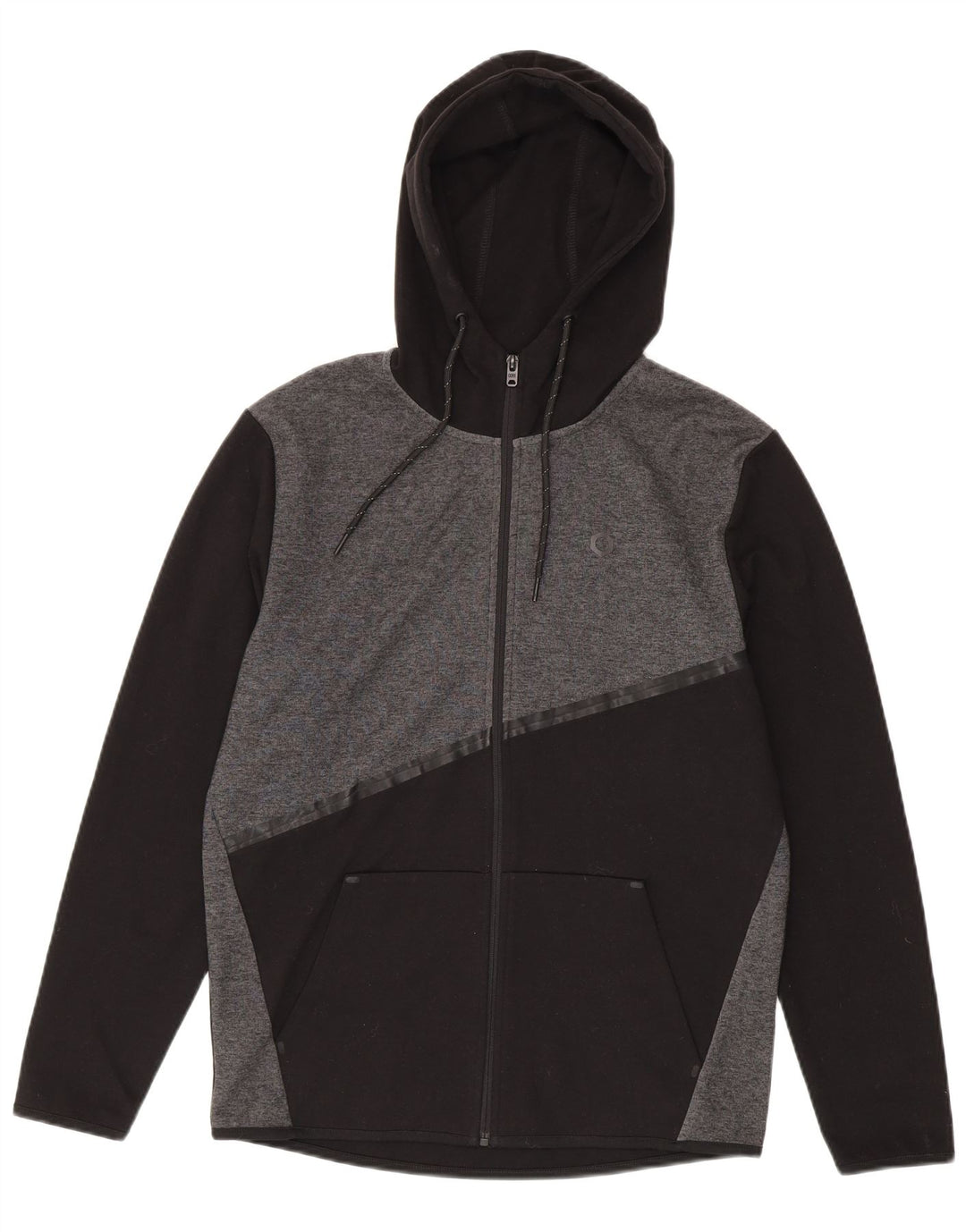 Suéter masculino com capuz e zíper Jack & Jones médio preto colorblock poliéster