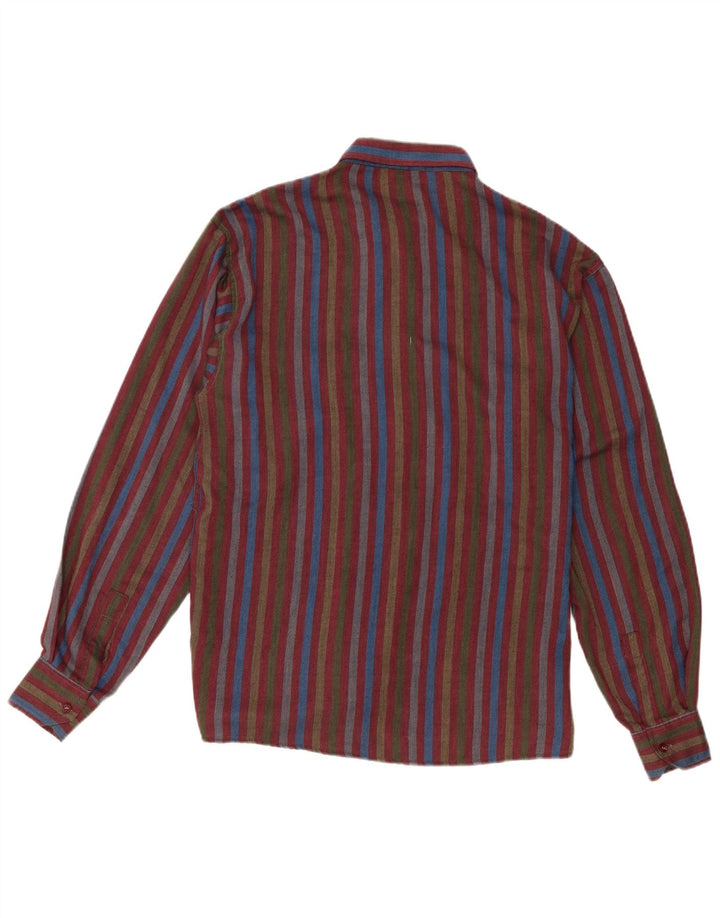 Camisa masculina de flanela Benetton pequena de algodão listrado multicolorido