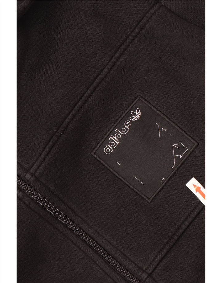 Adidas masculino zip moletom com capuz médio algodão preto