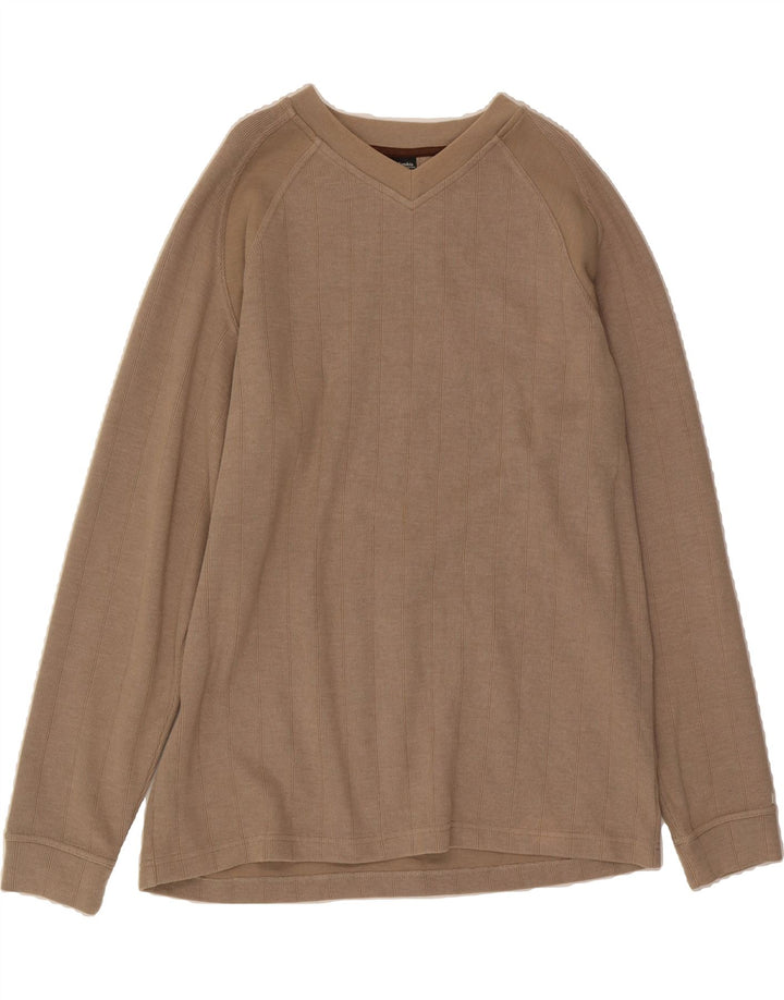 COLUMBIA Mens V-Neck Jumper Sweater XL Brown Cotton Vintage Columbia and Second-Hand Columbia from Messina Hembry 