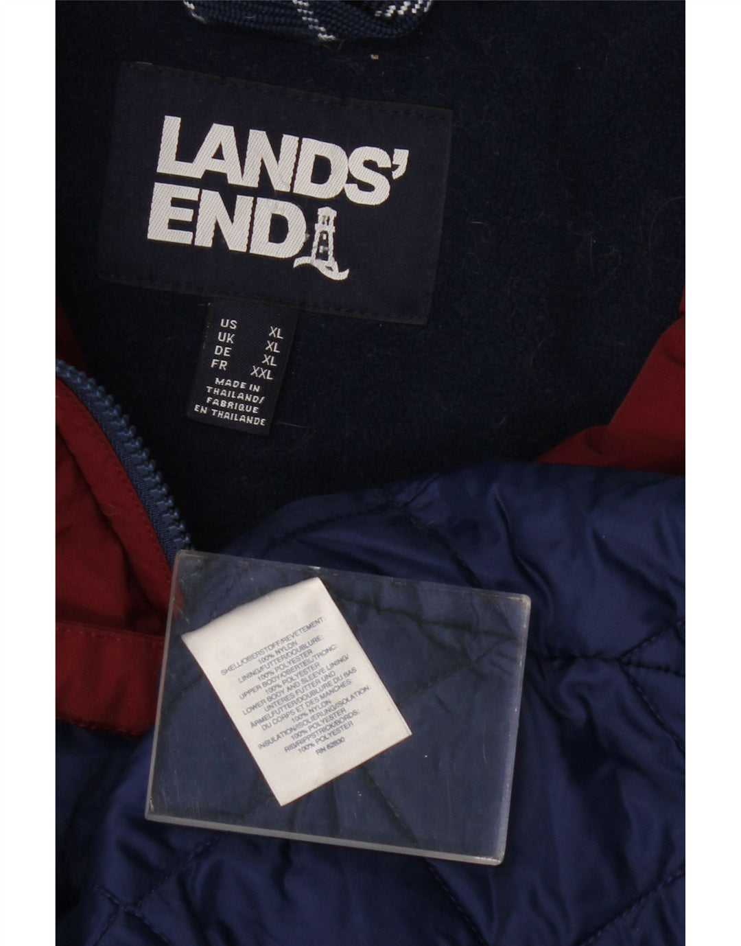 LANDS END Casaco corta-vento feminino grande com capuz Reino Unido 18 XL Borgonha Nylon