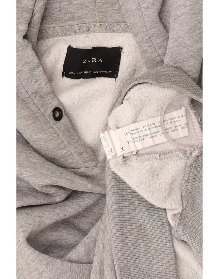 Moletom com capuz masculino Zara, algodão manchado cinza médio