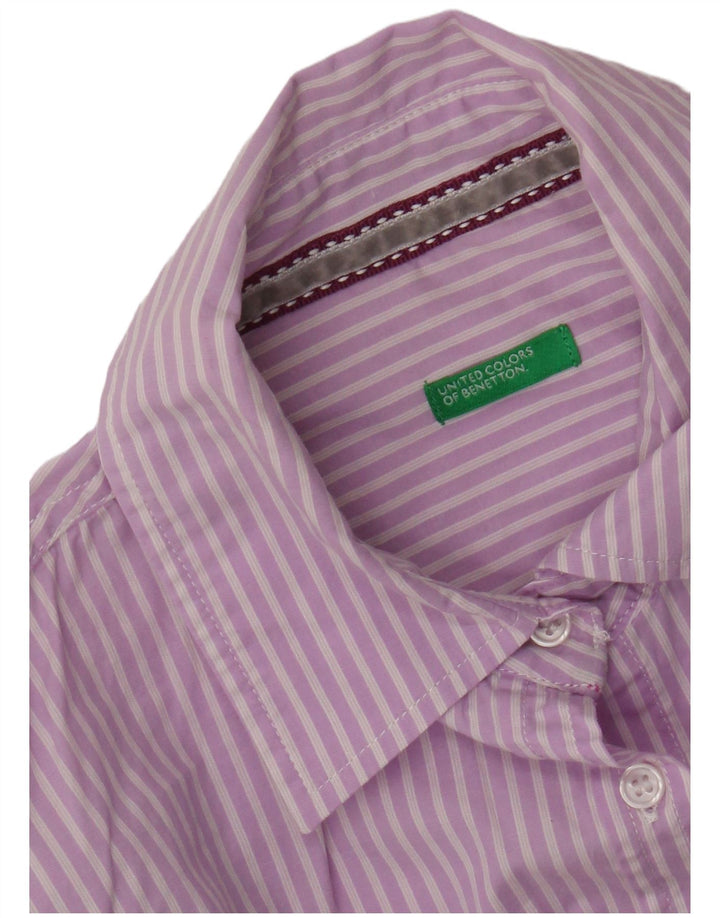 Camisa feminina BENETTON UK 14 listrada roxa média