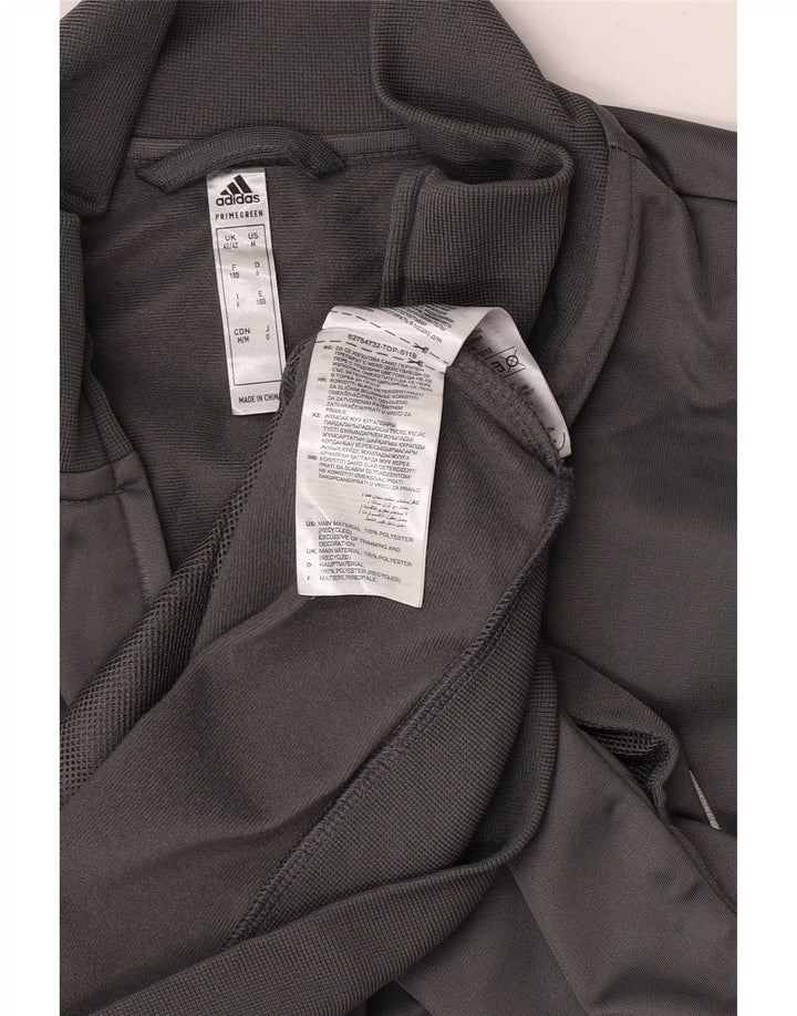 Adidas Mens Graphic Tracksuit Top Jacket UK 40/42 Poliéster Cinza Médio