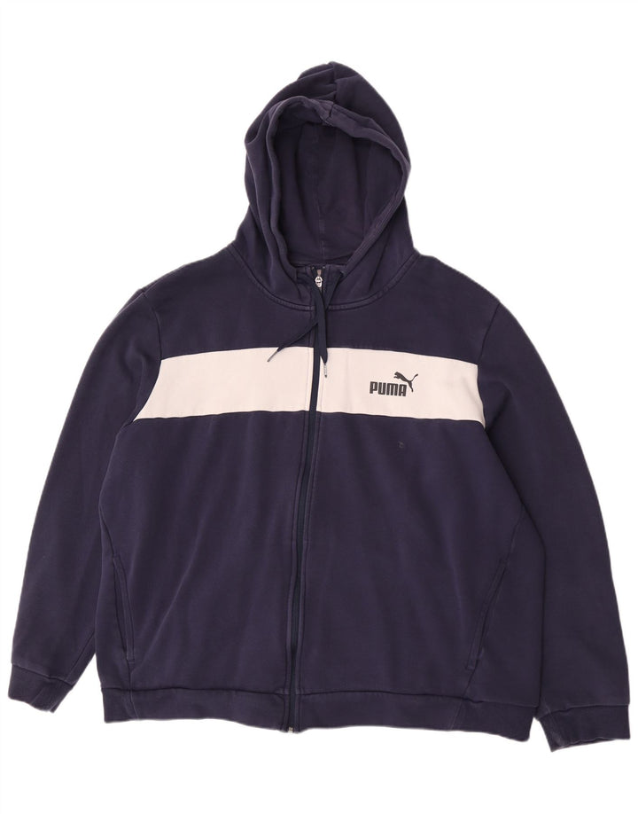 Suéter masculino Puma com capuz e zíper 2XL azul marinho colorblock poliéster