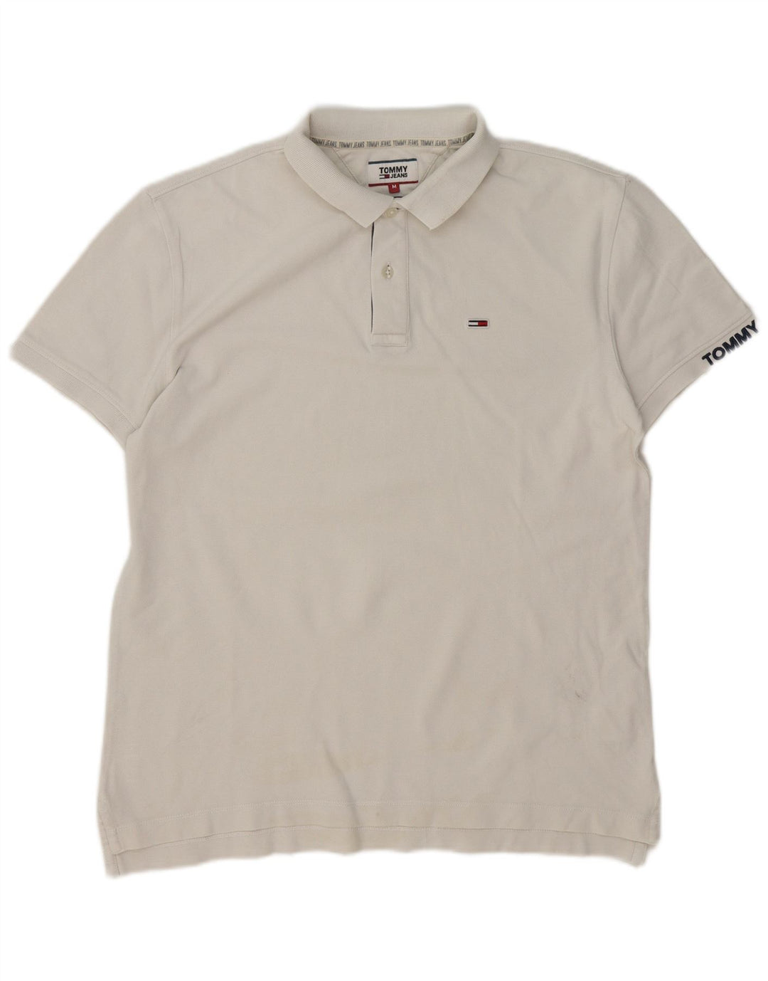 Camisa polo masculina Tommy Hilfiger de algodão branco médio