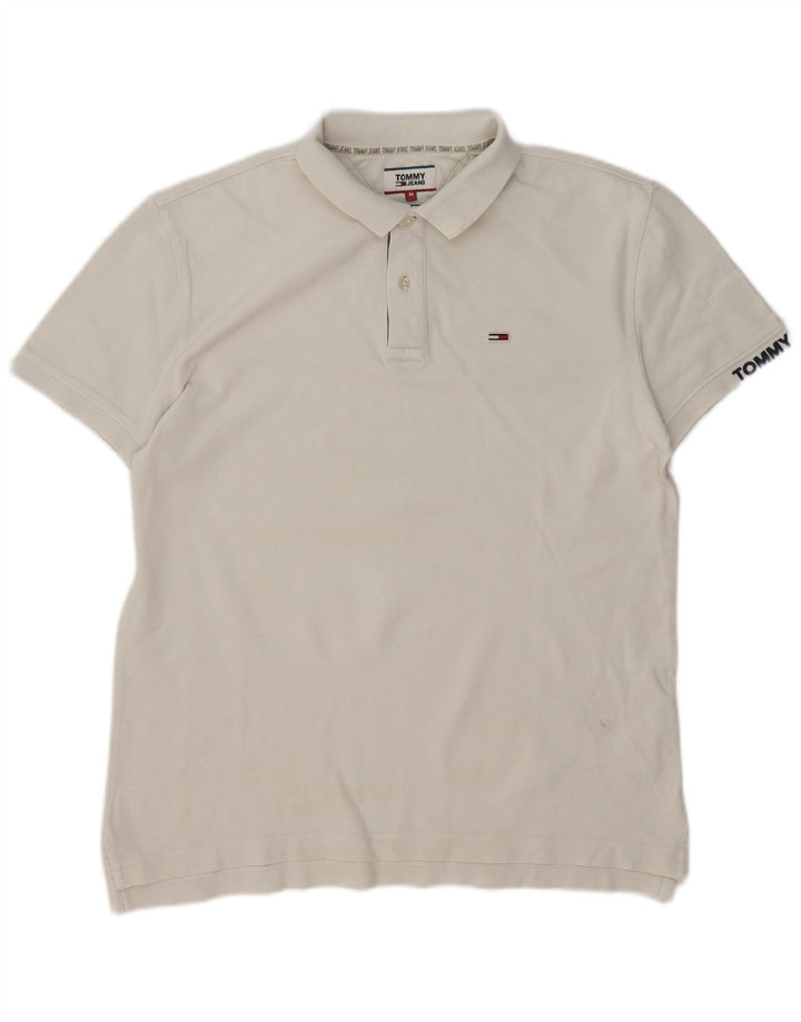 Camisa polo masculina Tommy Hilfiger de algodão branco médio