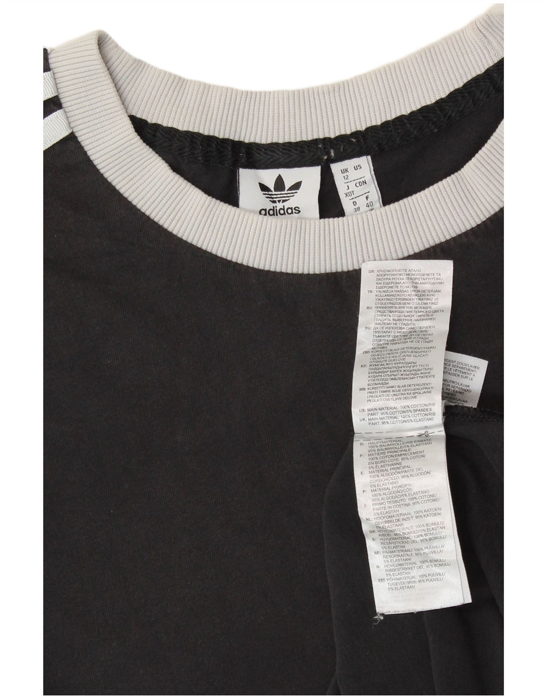 ADIDAS Womens Graphic T-Shirt Top UK 12 Médio Algodão Preto