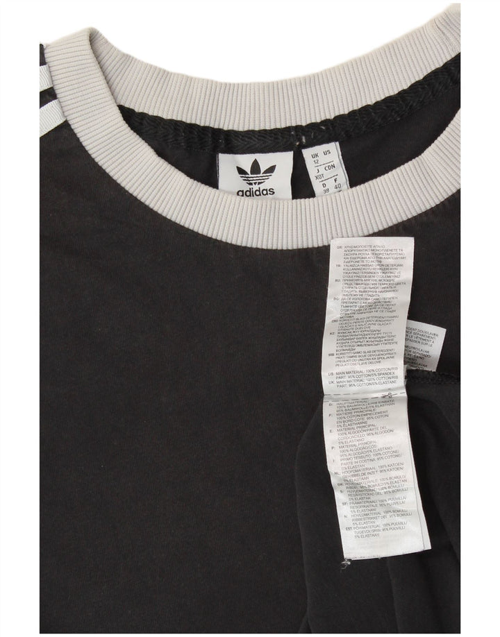 ADIDAS Womens Graphic T-Shirt Top UK 12 Médio Algodão Preto