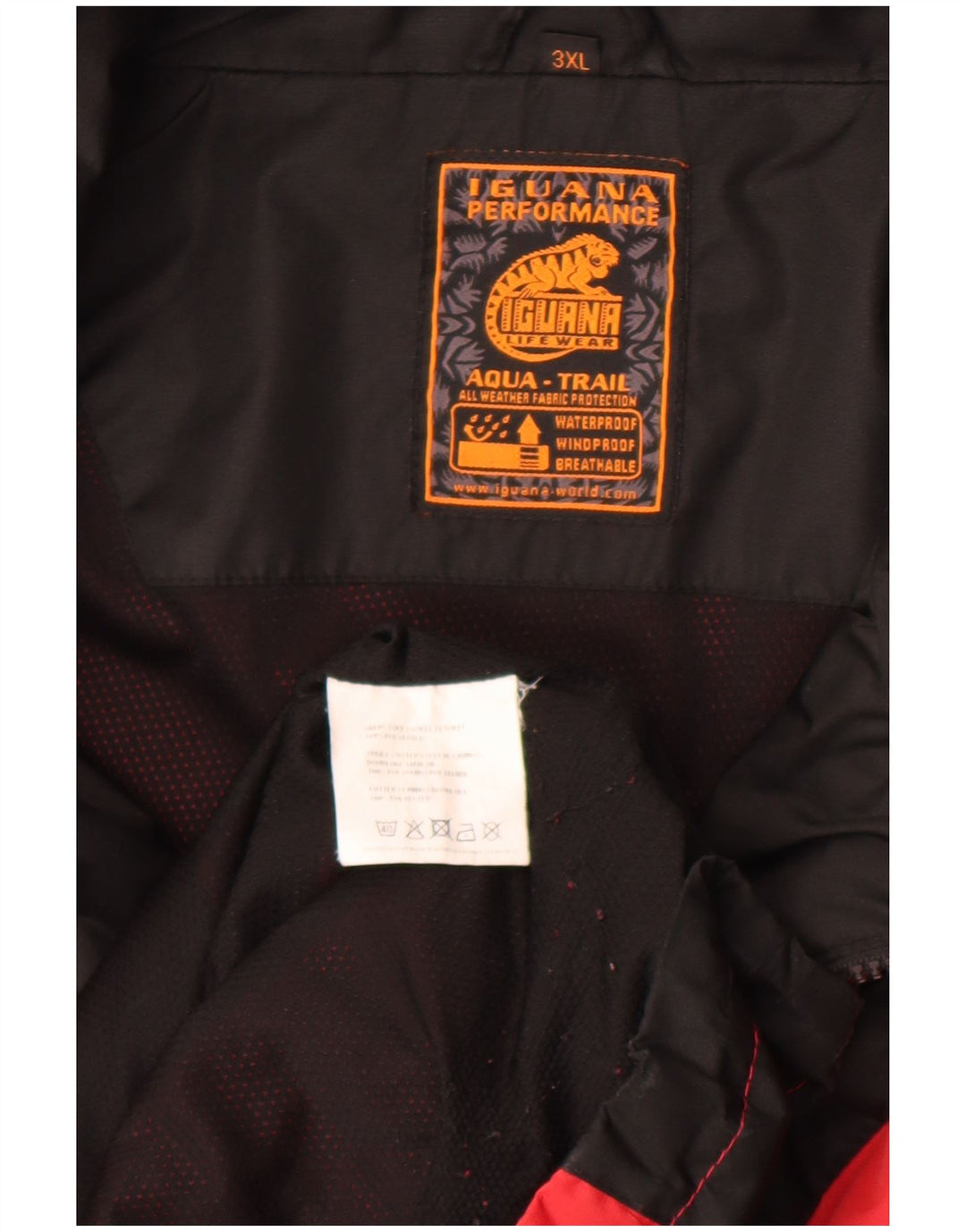 Jaqueta de chuva masculina Iguana UK 46 3XL poliéster colorblock vermelho