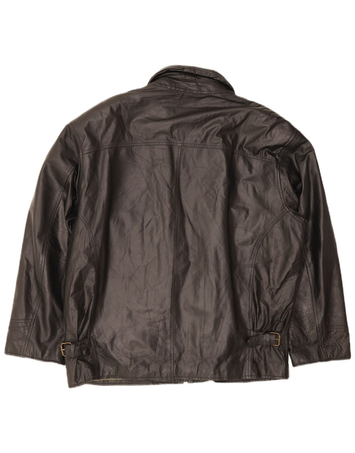 Jaqueta de couro masculina vintage UK 42 XL preta