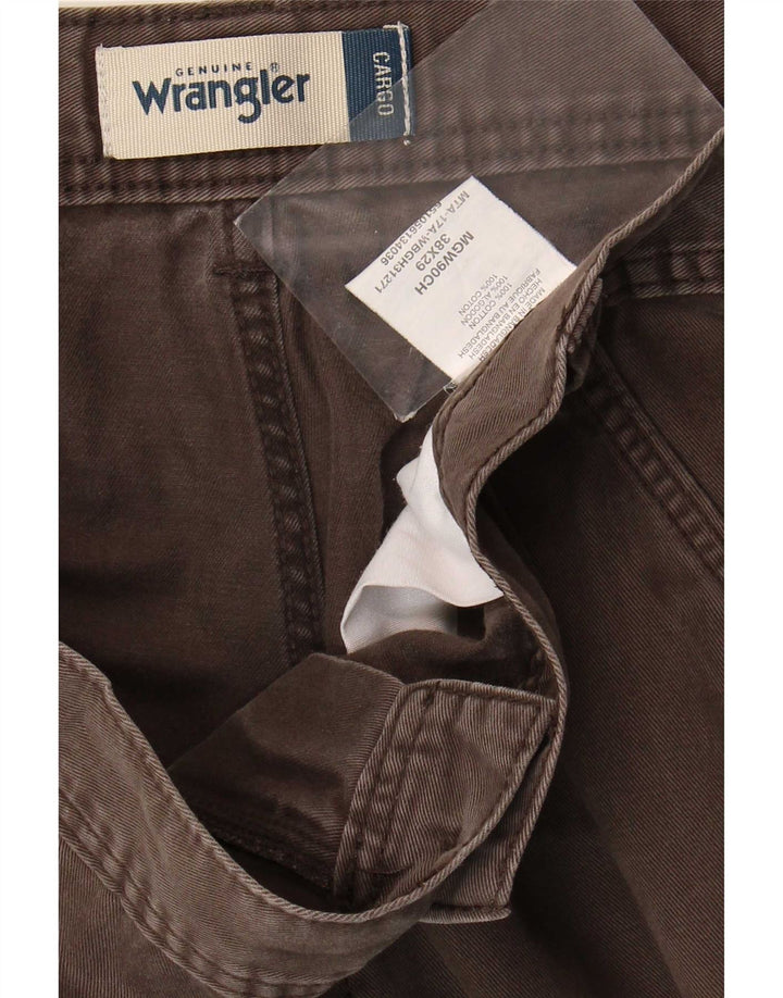 Wrangler Calça cargo masculina reta W38 L29 algodão marrom