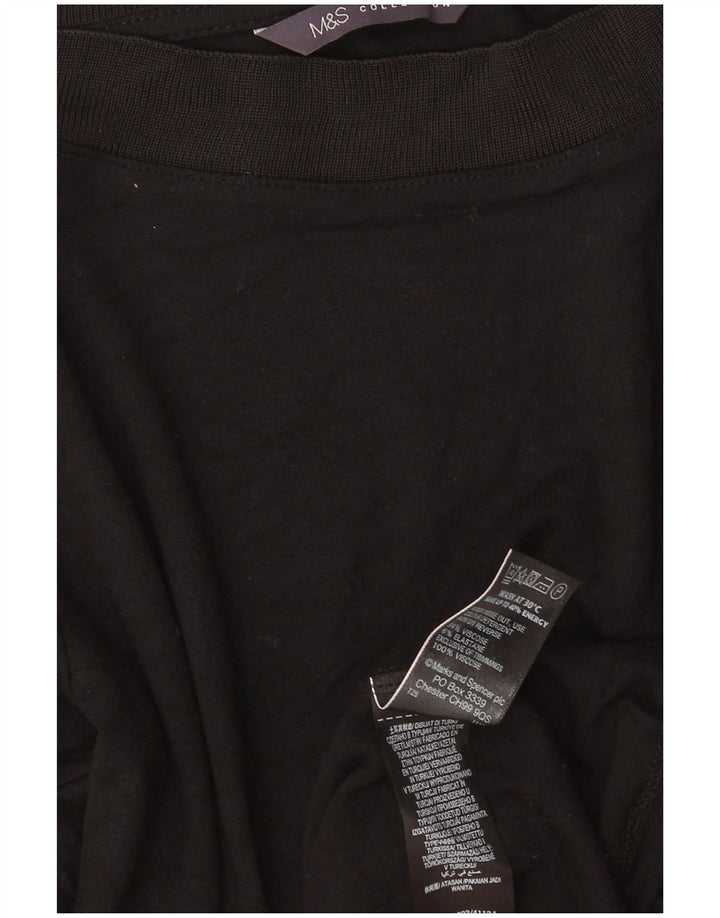 Top feminino Marks & Spencer manga 3/4 UK 18 XL preto viscose