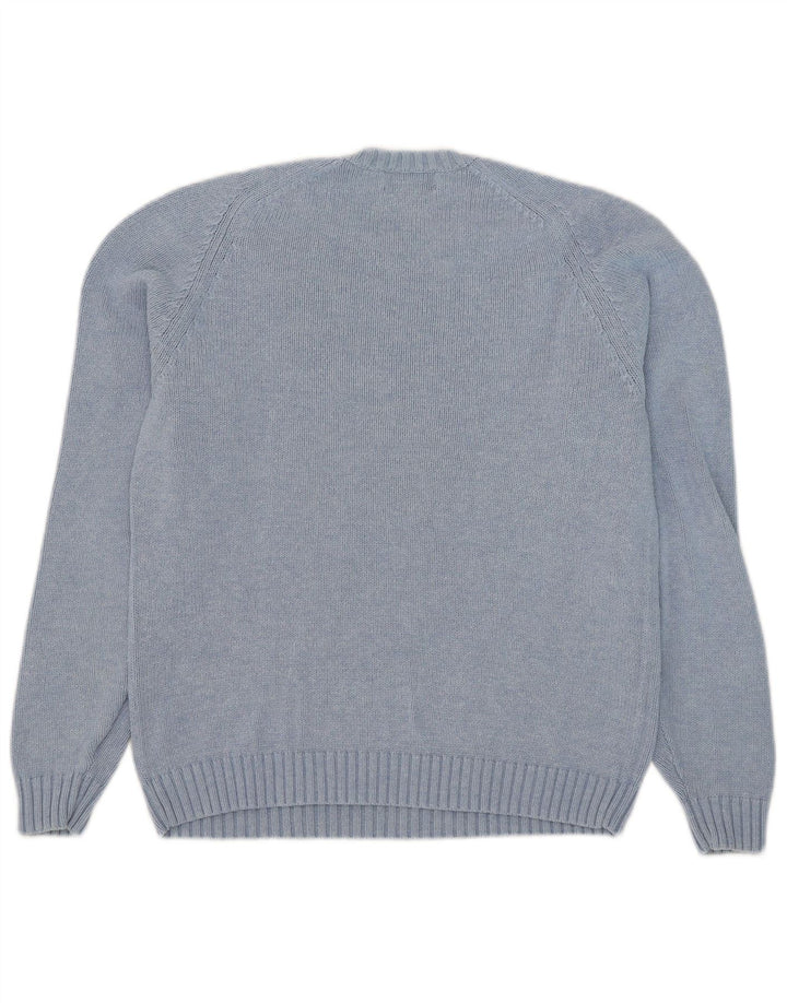 Suéter feminino Lands End com gola redonda, Reino Unido 10/12, algodão azul médio