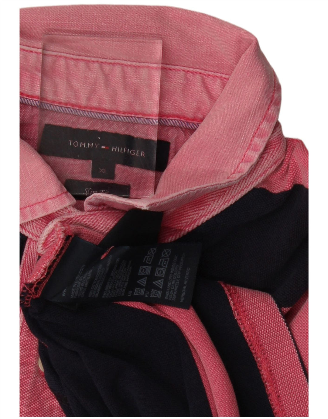 Camisa polo masculina TOMMY HILFIGER Slim Fit Rugby XL listrada rosa