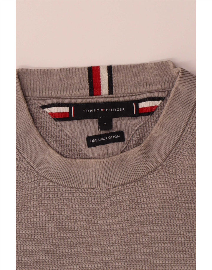 Suéter masculino Tommy Hilfiger com gola redonda e algodão cinza médio