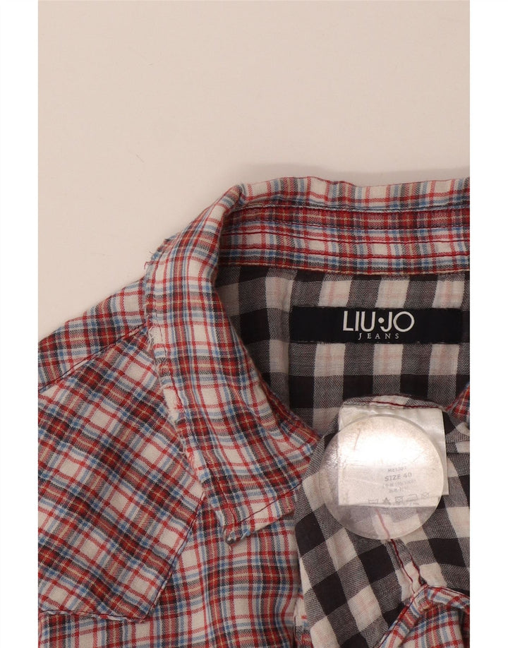 Camisa masculina de flanela Liu Jo tamanho 40 algodão xadrez vermelho médio