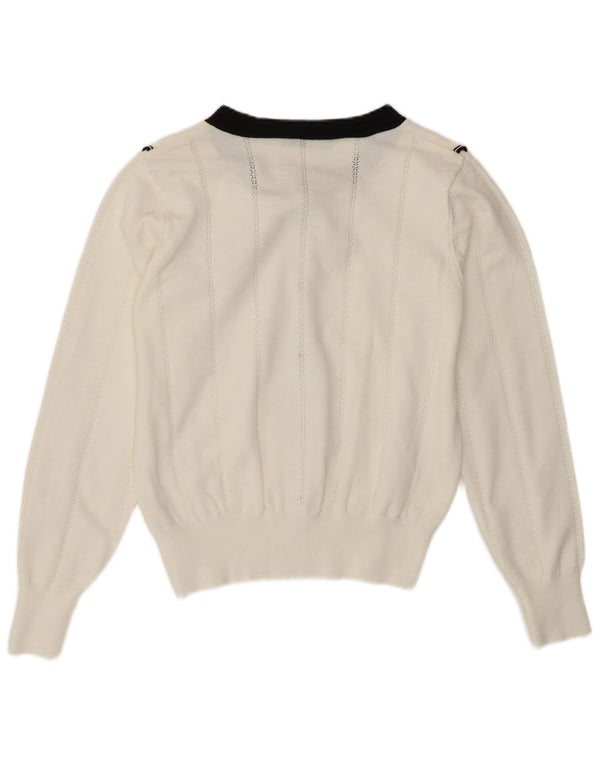 Elsa M By May Suéter feminino com gola canoa Reino Unido 12 viscose branca média