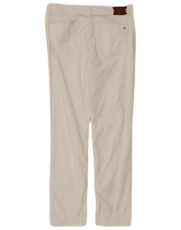 Calça feminina de veludo cotelê Tommy Hilfiger W30 L30 algodão branco