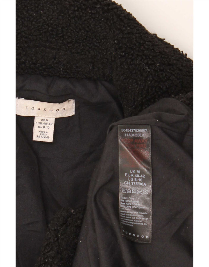 Jaqueta bomber de lã superdimensionada feminina Topshop Reino Unido 14 poliéster preto médio