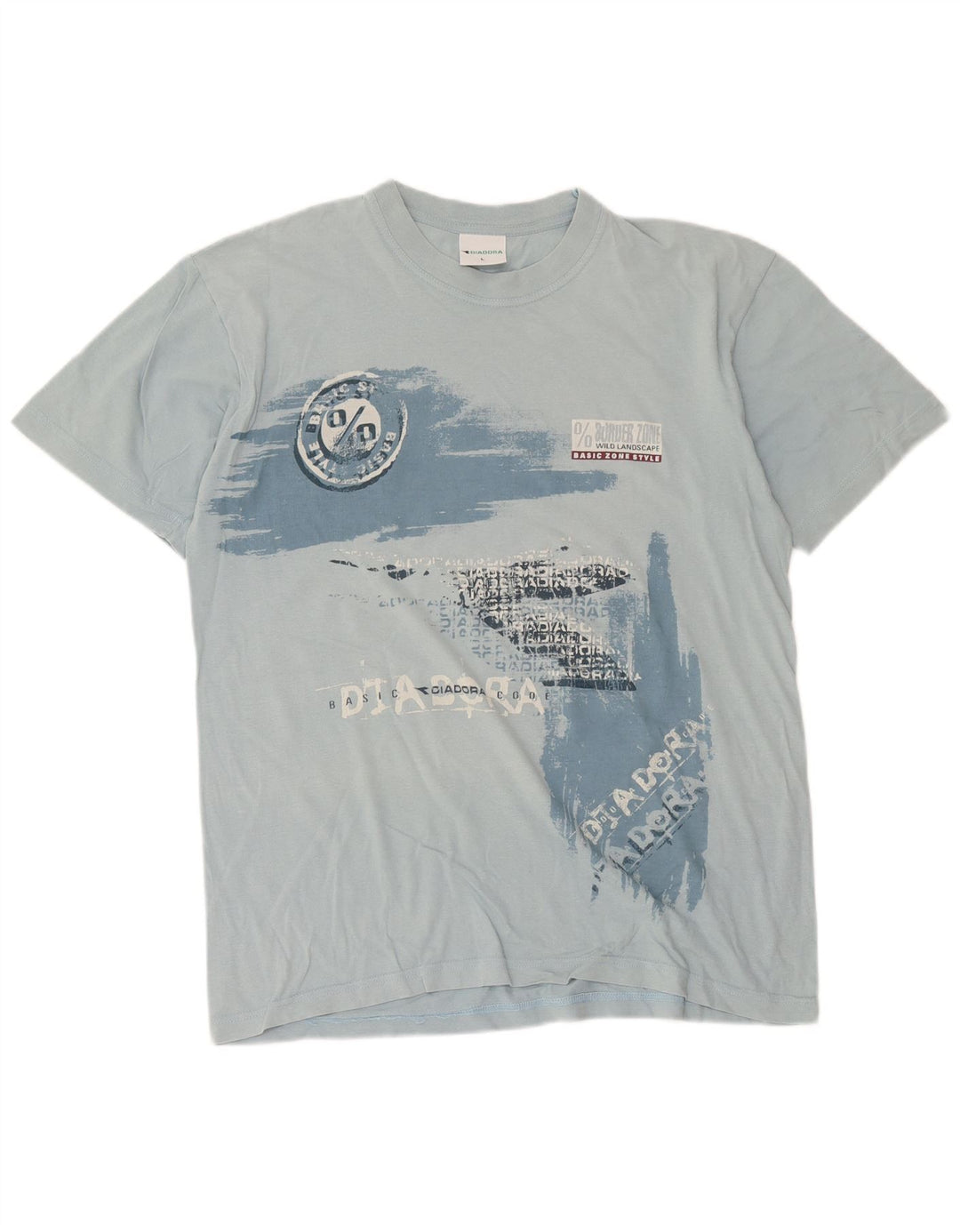 Camiseta gráfica masculina Diadora Top grande algodão azul