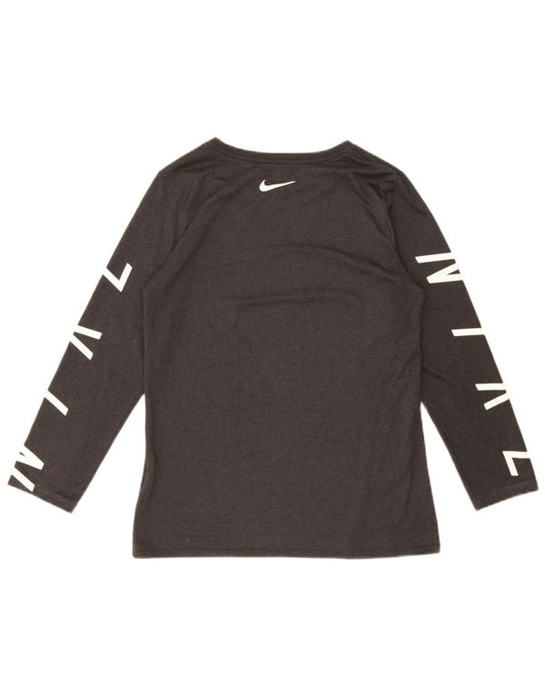 Top gráfico Nike feminino Dri Fit manga 3/4 UK 6 XS cinza