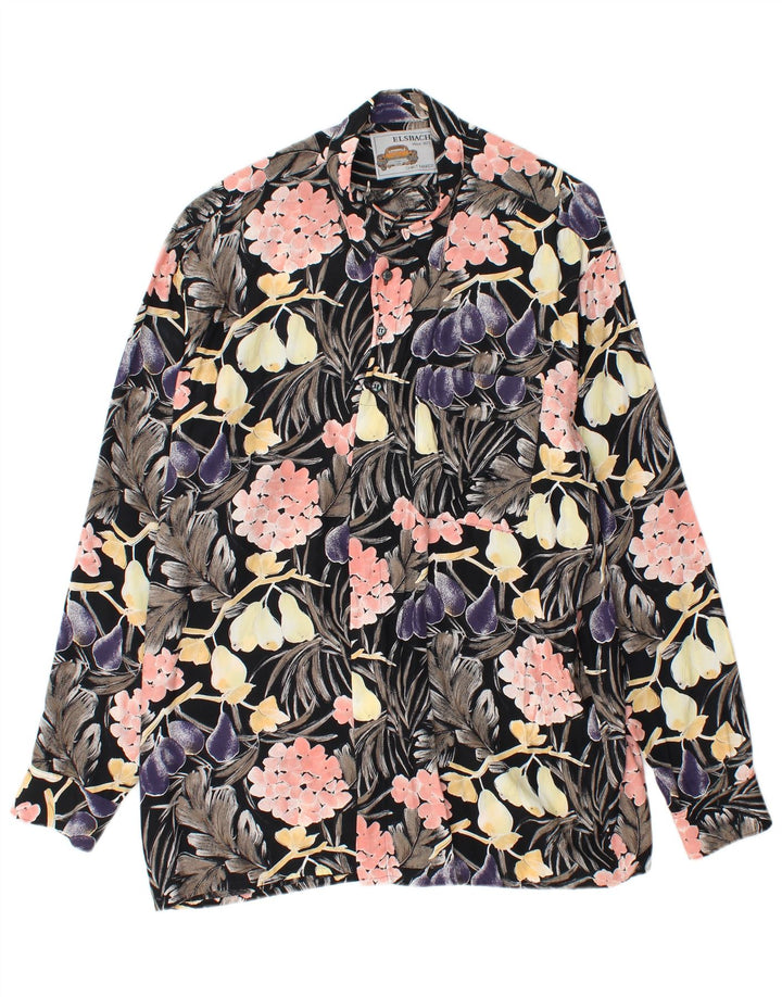 Camisa pulôver masculina ELSBACH tamanho 41/42 grande viscose floral preta