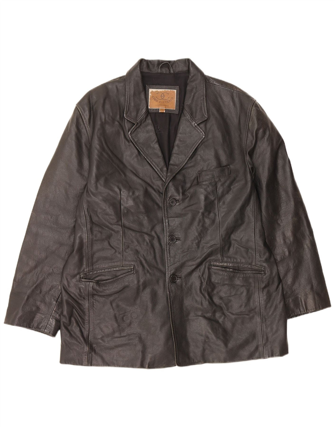 Jaqueta de couro masculina vintage UK 44 2XL couro preto