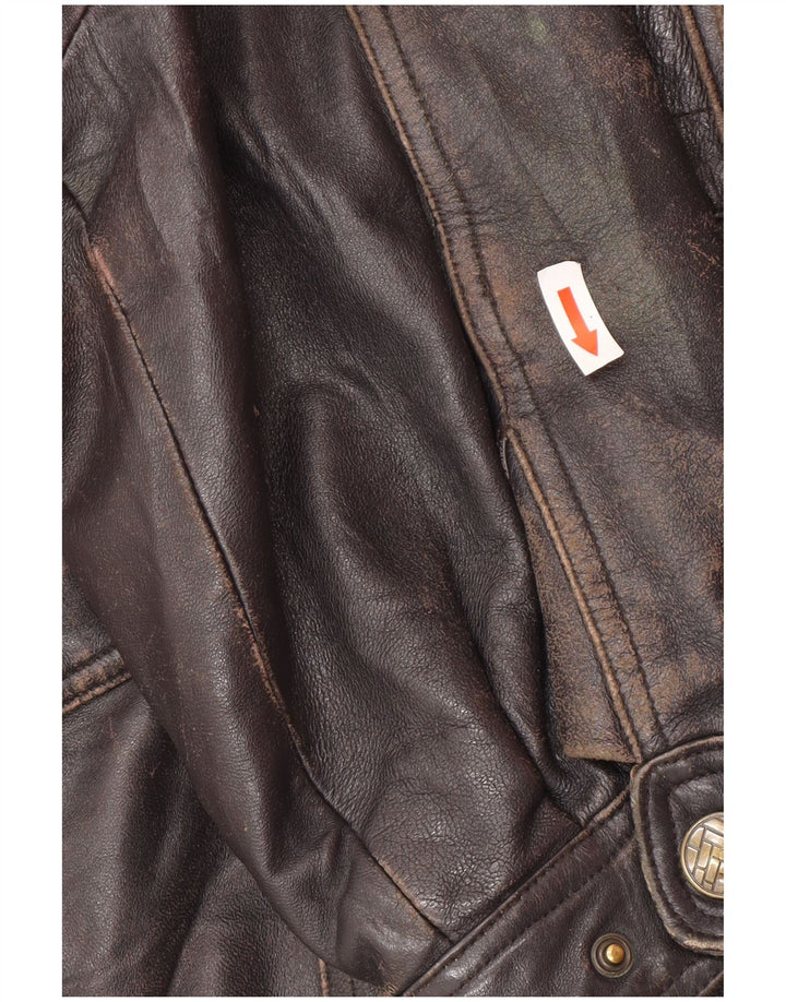 Jaqueta de couro masculina vintage UK 44 2XL couro preto