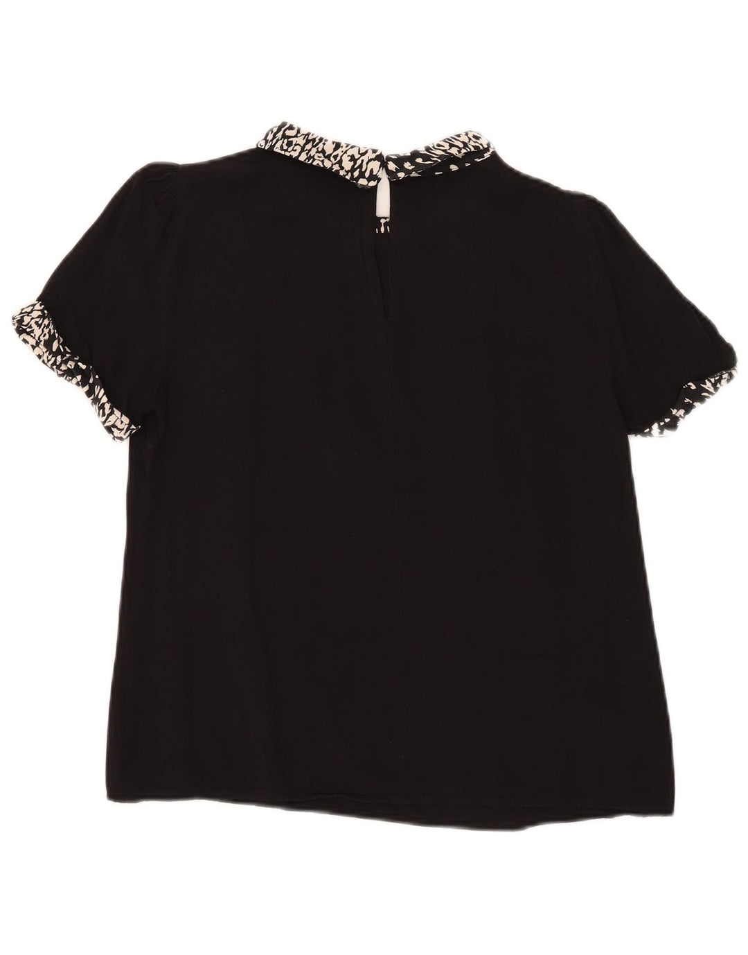 Blusa feminina Oasis UK 12 médio preto com estampa animal