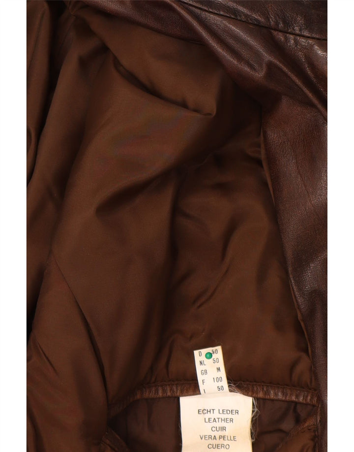 Jaqueta masculina de couro M. Flues Loose Fit Reino Unido 38 Couro Marrom Médio