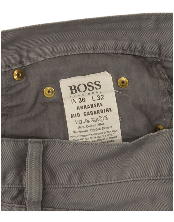 Calça casual reta masculina HUGO BOSS Arkansas W36 L32 algodão cinza